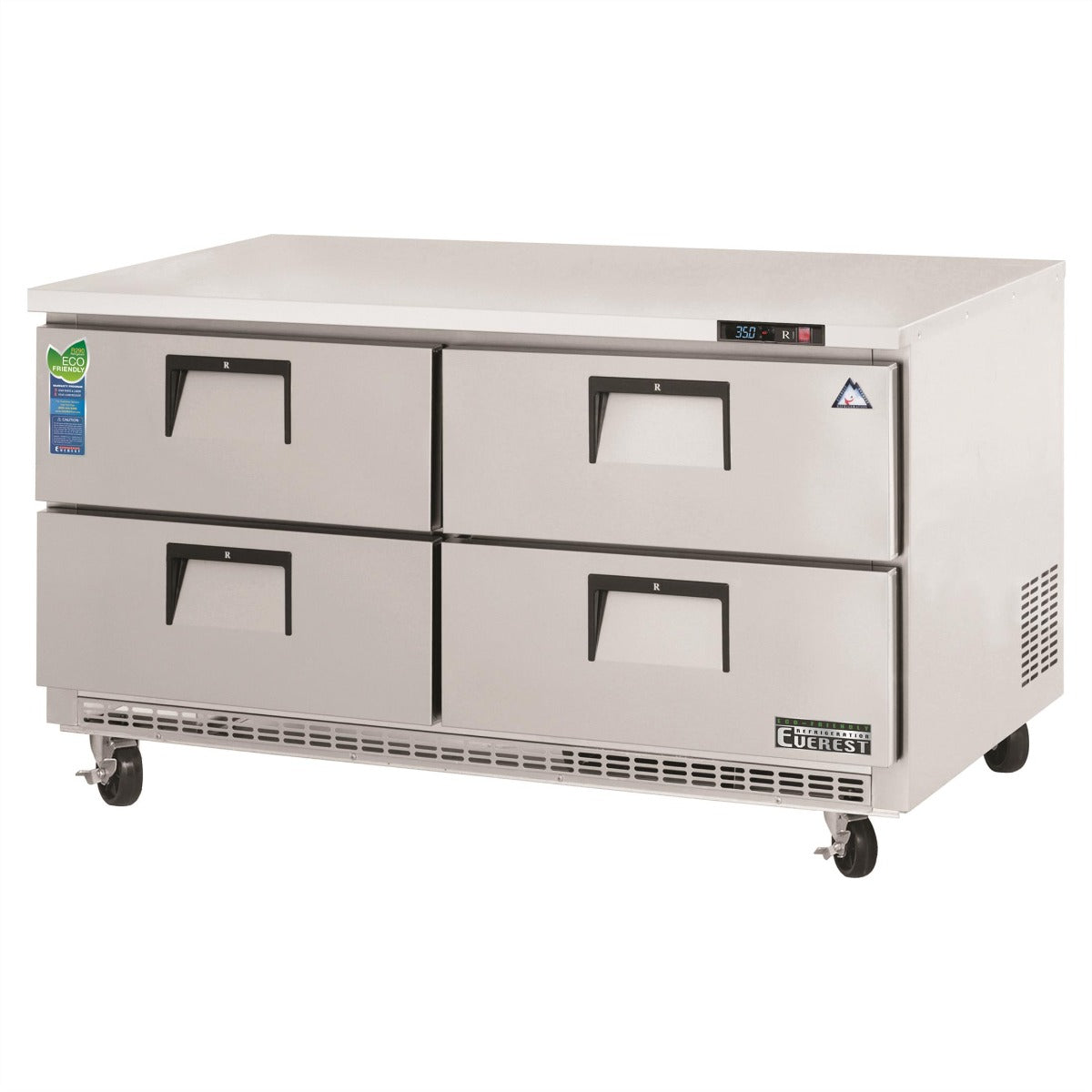 Everest Refrigeration ETBWR2-D4 2-Section 4 Drawer Back Mounted Undercounter Refrigerator 60" - 115V