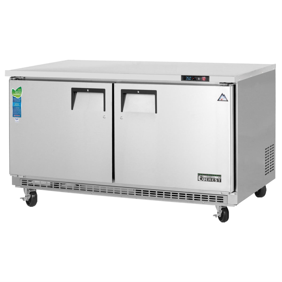 Everest Refrigeration ETBWR2 2-Section 2 Solid Wide Door Back Mount Undercounter Refrigerator 60" - 115V