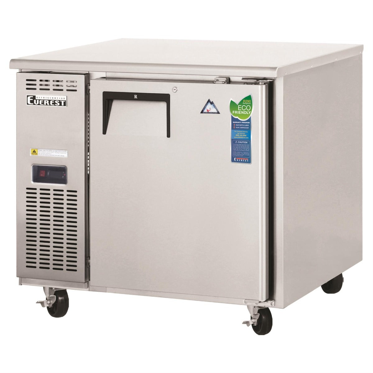 Everest Refrigeration ETF1 1-Section 1 Solid Door Side Mount Undercounter Freezer 36" - 115V