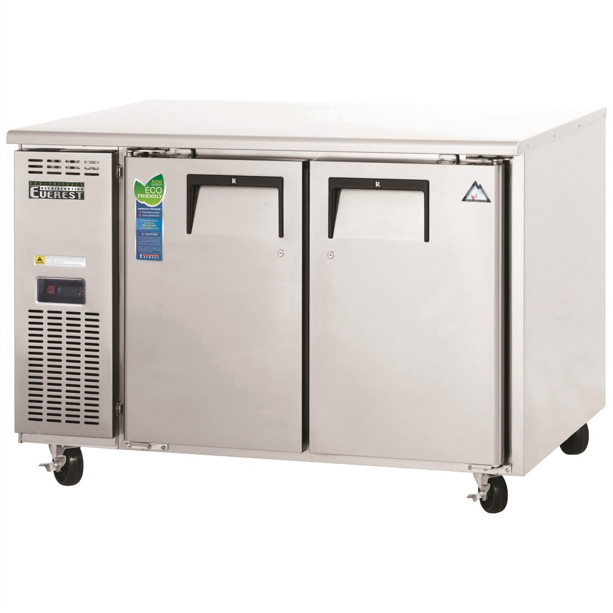 Everest Refrigeration ETR2 2-Section 2 Solid Door Side Mount Undercounter Refrigerator 48" - 115V
