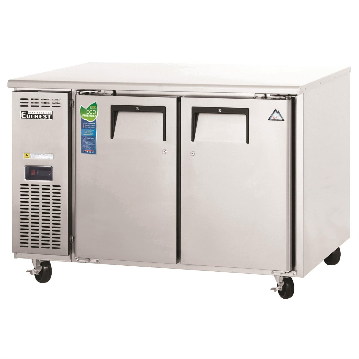Everest Refrigeration ETWF2 2-Section 2 Solid Wide Door Side Mount Undercounter Freezer 60" - 115V
