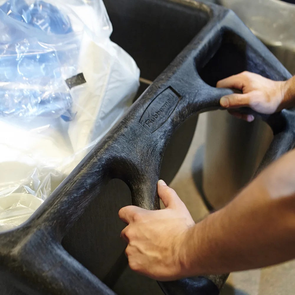 Rubbermaid FG101100BLA Structural Foam Open Top Utility Duty Tilt Truck / Trash Cart - Black - 3/4 cu. yd. (600 lb. Capacity)