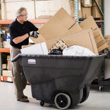 Rubbermaid FG101100BLA Structural Foam Open Top Utility Duty Tilt Truck / Trash Cart - Black - 3/4 cu. yd. (600 lb. Capacity)