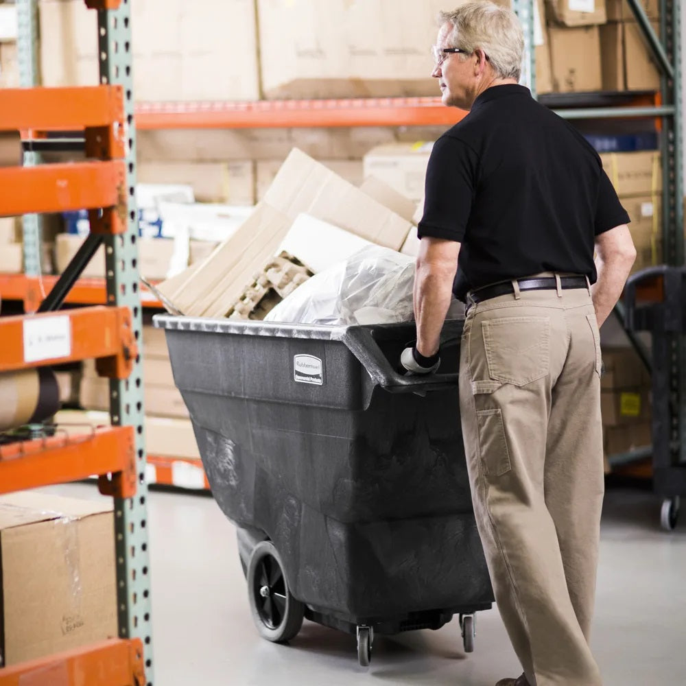 Rubbermaid FG101100BLA Structural Foam Open Top Utility Duty Tilt Truck / Trash Cart - Black - 3/4 cu. yd. (600 lb. Capacity)