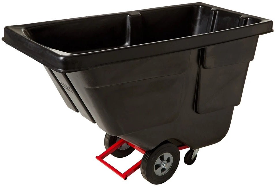 Rubbermaid FG130400BLA Rotomolded Open Top Utility Duty Tilt Truck / Trash Cart - Black -  1/2 cu. yd. (450 lb. Capacity)