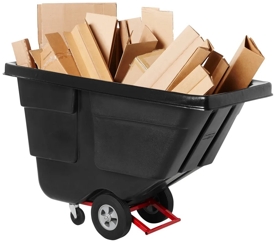 Rubbermaid FG130400BLA Rotomolded Open Top Utility Duty Tilt Truck / Trash Cart - Black -  1/2 cu. yd. (450 lb. Capacity)