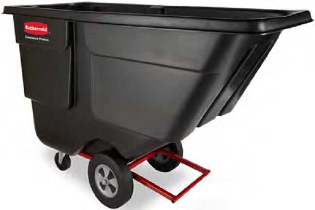 Rubbermaid FG130400BLA Rotomolded Open Top Utility Duty Tilt Truck / Trash Cart - Black -  1/2 cu. yd. (450 lb. Capacity)