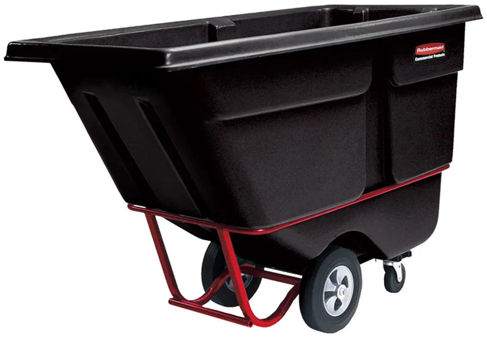 Rubbermaid FG130500BLA Rotomolded Open Top Standard Duty Tilt Truck / Trash Cart - Black - 1/2 cu. yd. (850 lb. Capacity)