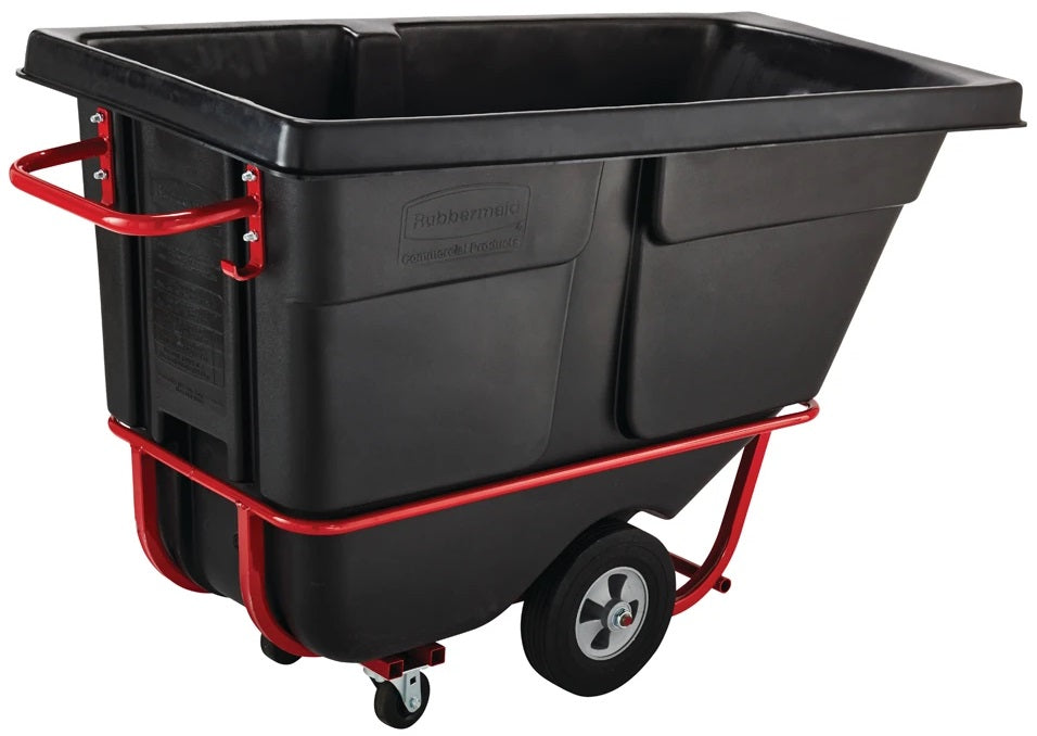 Rubbermaid FG130500BLA Rotomolded Open Top Standard Duty Tilt Truck / Trash Cart - Black - 1/2 cu. yd. (850 lb. Capacity)
