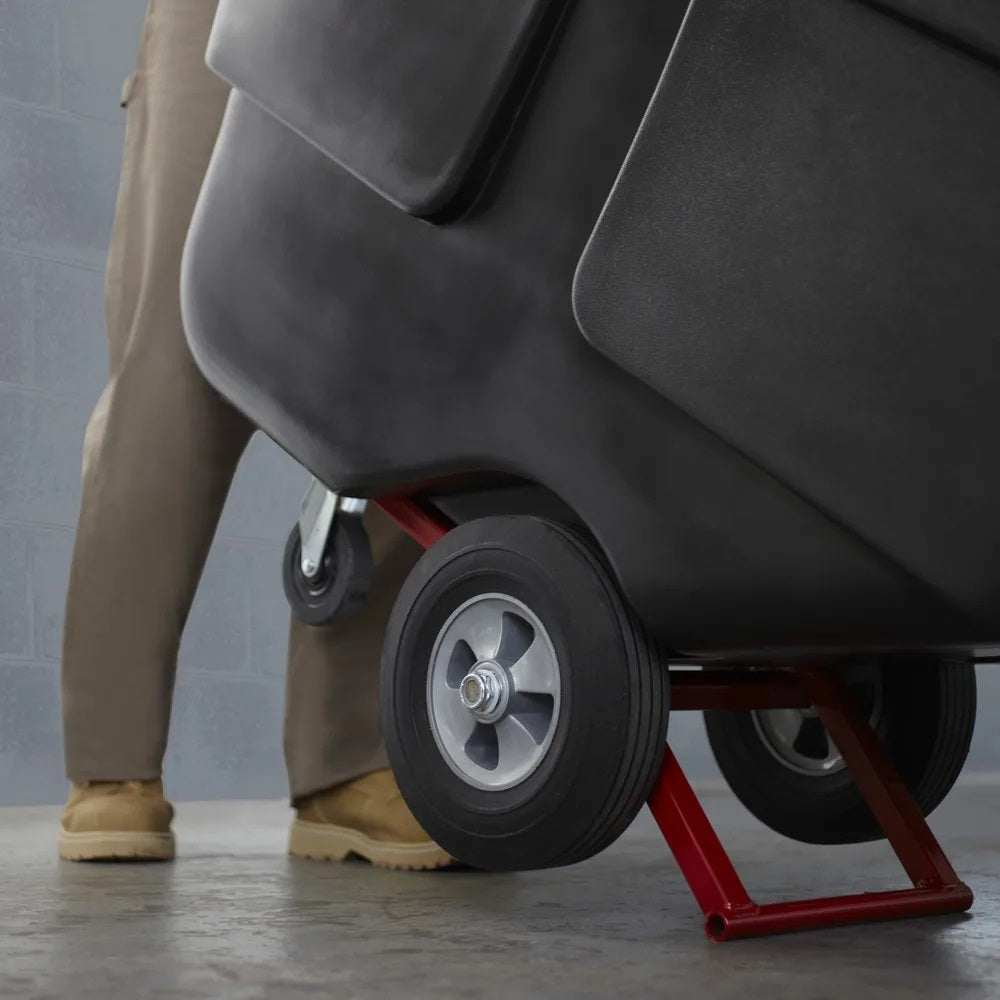 Rubbermaid FG131400BLA Rotomolded Open Top Utility Duty Tilt Truck / Trash Cart - Black -  1 cu. yd. (850 lb. Capacity)