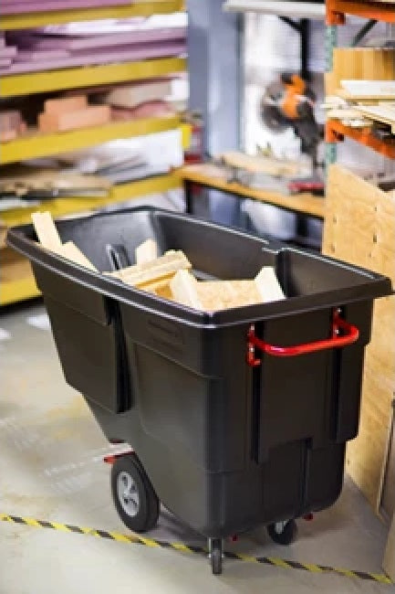 Rubbermaid FG131400BLA Rotomolded Open Top Utility Duty Tilt Truck / Trash Cart - Black -  1 cu. yd. (850 lb. Capacity)