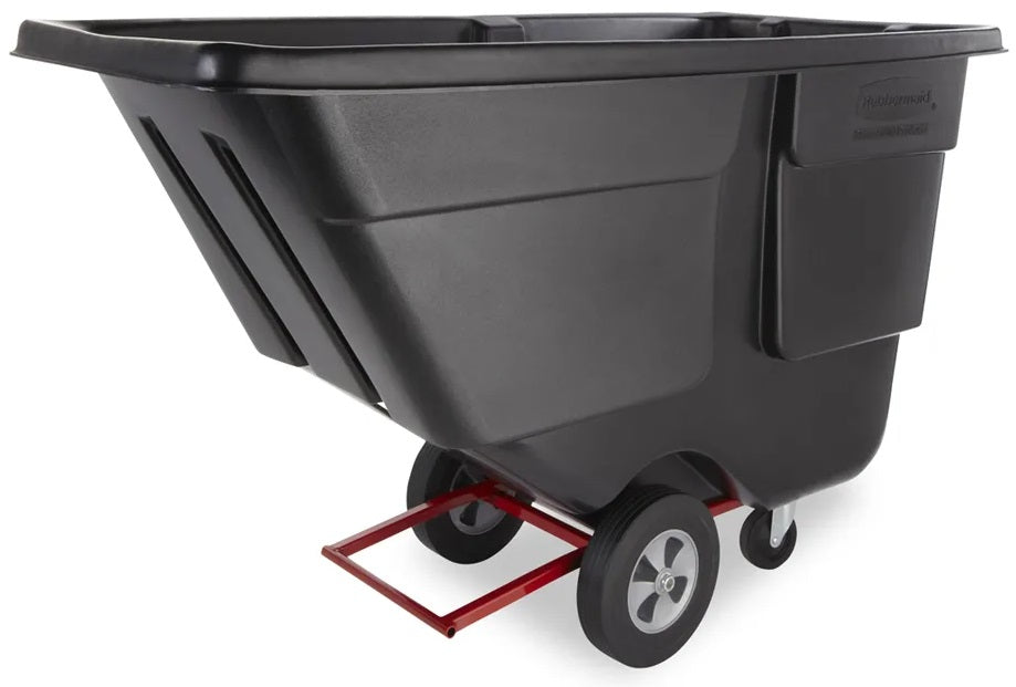 Rubbermaid FG131400BLA Rotomolded Open Top Utility Duty Tilt Truck / Trash Cart - Black -  1 cu. yd. (850 lb. Capacity)