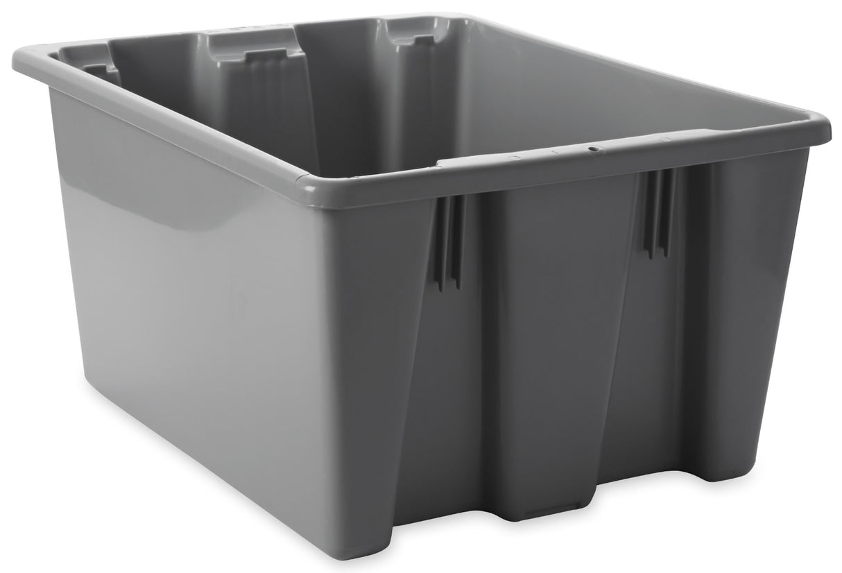 Rubbermaid FG172100GRAY Stack and Nest Palletote Polyethylene Storage / Tote Box 19-1/2"W x 15-1/2"D x 10"H - 1-5/16 cu. ft. - Gray