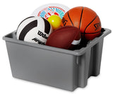 Rubbermaid FG172100GRAY Stack and Nest Palletote Polyethylene Storage / Tote Box 19-1/2"W x 15-1/2"D x 10"H - 1-5/16 cu. ft. - Gray