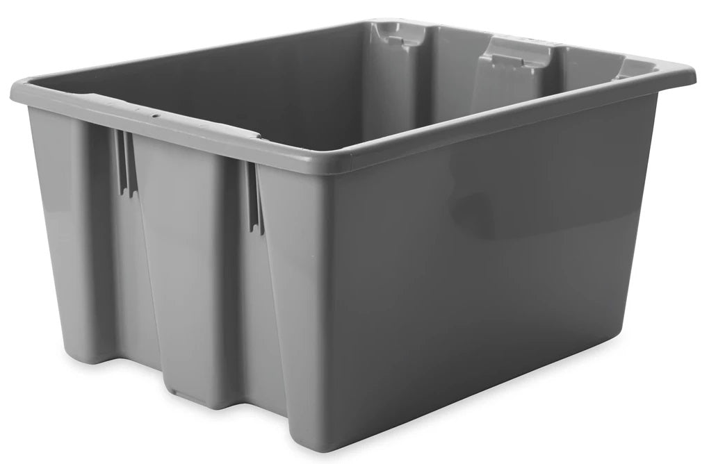 Rubbermaid FG172100GRAY Stack and Nest Palletote Polyethylene Storage / Tote Box 19-1/2"W x 15-1/2"D x 10"H - 1-5/16 cu. ft. - Gray
