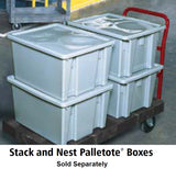Rubbermaid FG172100GRAY Stack and Nest Palletote Polyethylene Storage / Tote Box 19-1/2"W x 15-1/2"D x 10"H - 1-5/16 cu. ft. - Gray