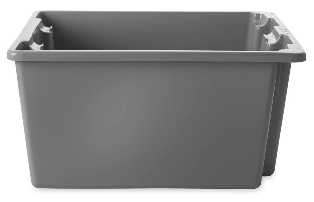 Rubbermaid FG172100GRAY Stack and Nest Palletote Polyethylene Storage / Tote Box 19-1/2"W x 15-1/2"D x 10"H - 1-5/16 cu. ft. - Gray