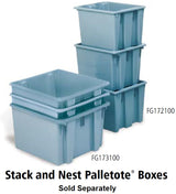 Rubbermaid FG172100GRAY Stack and Nest Palletote Polyethylene Storage / Tote Box 19-1/2"W x 15-1/2"D x 10"H - 1-5/16 cu. ft. - Gray