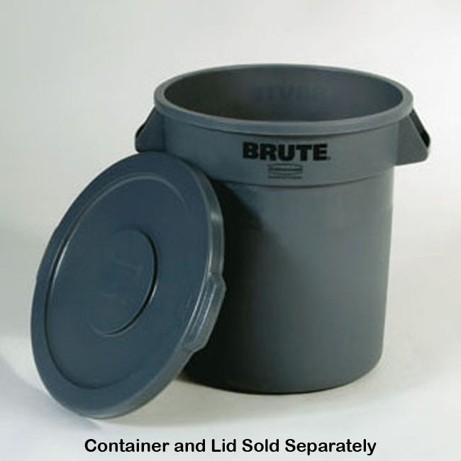 Rubbermaid FG260900GRAY BRUTE Self-Draining Round Flat Lid for use with 10-Gallon Container - Gray