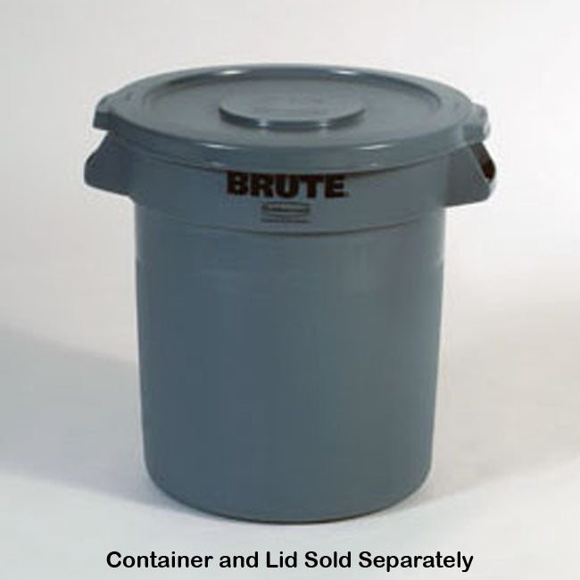 Rubbermaid FG260900GRAY BRUTE Self-Draining Round Flat Lid for use with 10-Gallon Container - Gray