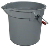 Rubbermaid FG261400GRAY BRUTE Plastic Round Bucket with Molded-In Graduations 12" dia. x 11-1/4"H - 14 qt. - Gray