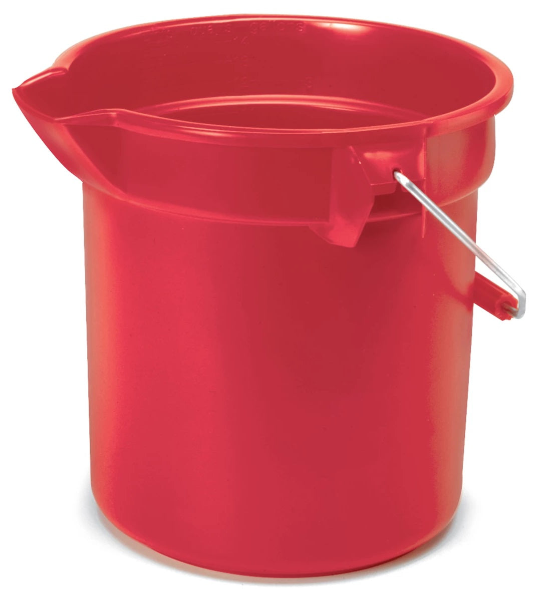 Rubbermaid FG261400RED BRUTE Plastic Round Bucket with Molded-In Graduations 12" dia. x 11-1/4"H - 14 qt. - Red