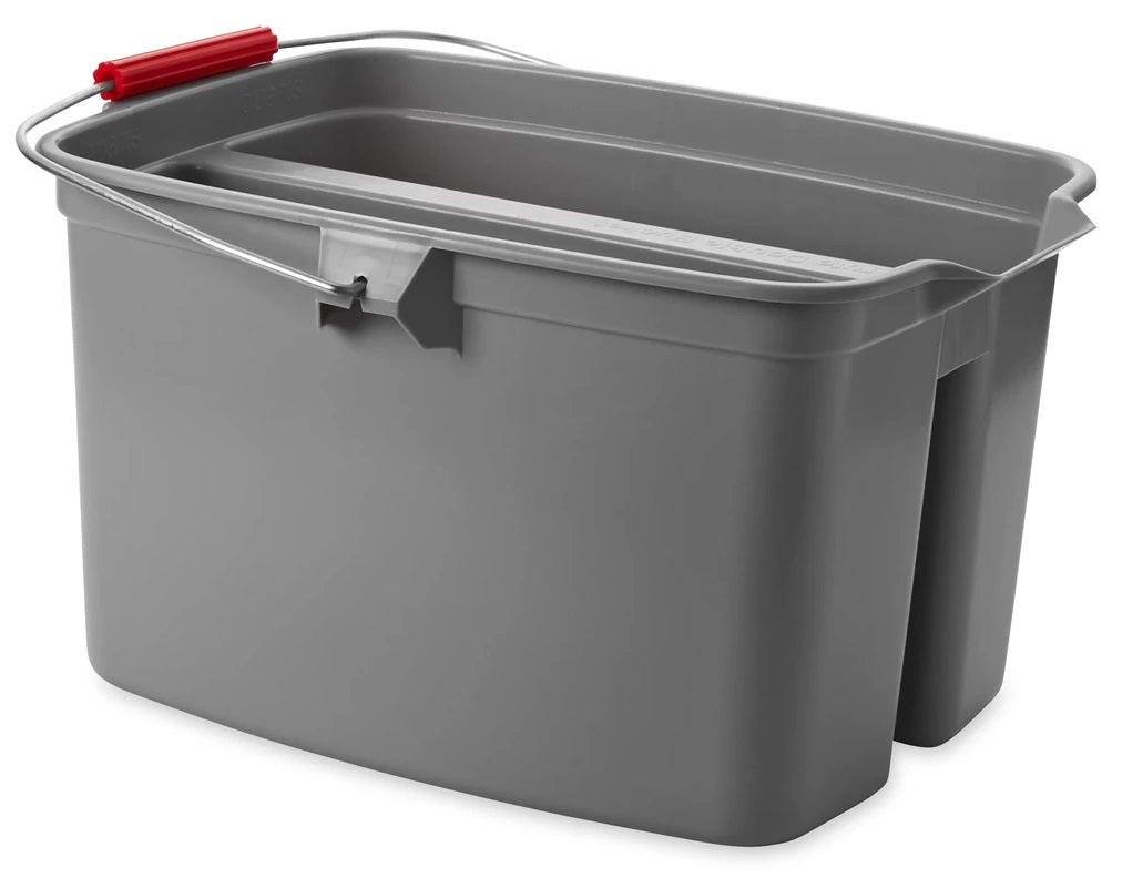 Rubbermaid FG262888GRAY Plastic Double Pail / Divided Bucket 19 qt. - Gray