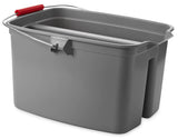 Rubbermaid FG262888GRAY Plastic Double Pail / Divided Bucket 19 qt. - Gray