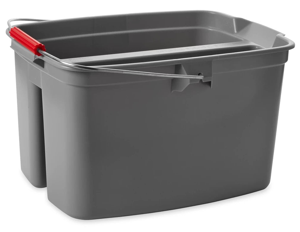 Rubbermaid FG262888GRAY Plastic Double Pail / Divided Bucket 19 qt. - Gray