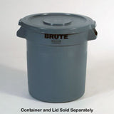 Rubbermaid FG263100GRAY BRUTE Self-Draining Round Flat Lid for use with 32-Gallon Container - Gray