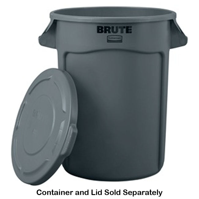 Rubbermaid FG263100GRAY BRUTE Self-Draining Round Flat Lid for use with 32-Gallon Container - Gray