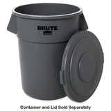 Rubbermaid FG263100GRAY BRUTE Self-Draining Round Flat Lid for use with 32-Gallon Container - Gray