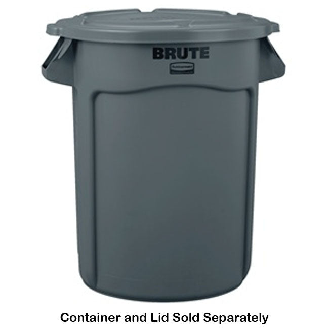 Rubbermaid FG263100GRAY BRUTE Self-Draining Round Flat Lid for use with 32-Gallon Container - Gray