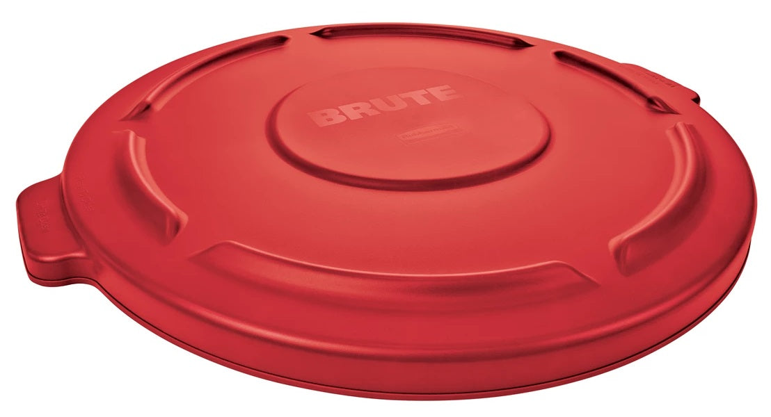 Rubbermaid FG263100RED BRUTE Self-Draining Round Flat Lid for use with 32-Gallon Container - Red