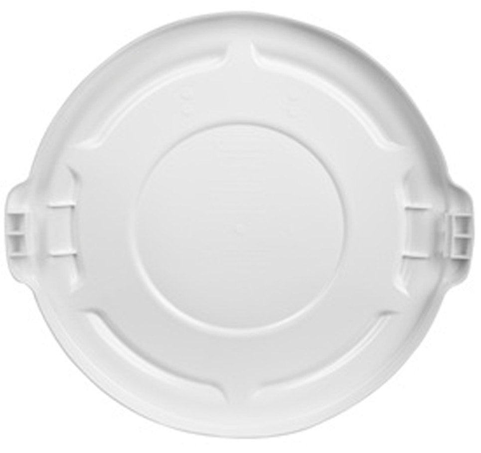 Rubbermaid FG263100WHT BRUTE Self-Draining Round Flat Lid for use with 32-Gallon Container - White