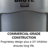 Rubbermaid FG263200GRAY Vented BRUTE Round Container 32 Gal. - Gray