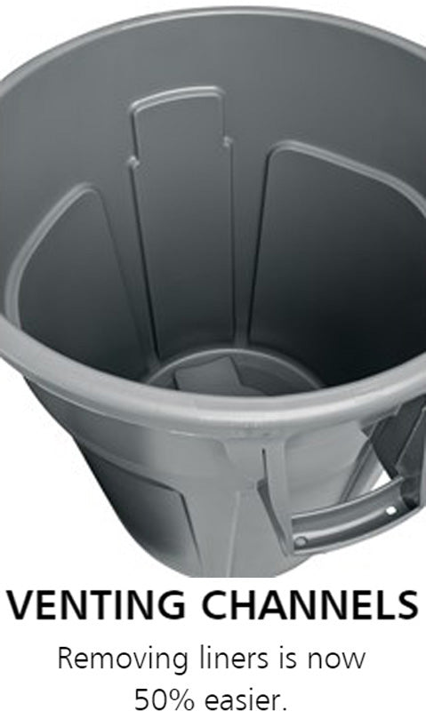 Rubbermaid FG263200GRAY Vented BRUTE Round Container 32 Gal. - Gray