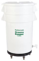 Rubbermaid FG263600WHT BRUTE Greenskeeper Vegetable Crisper Container with Lid and Dolly 32 Gal. - White