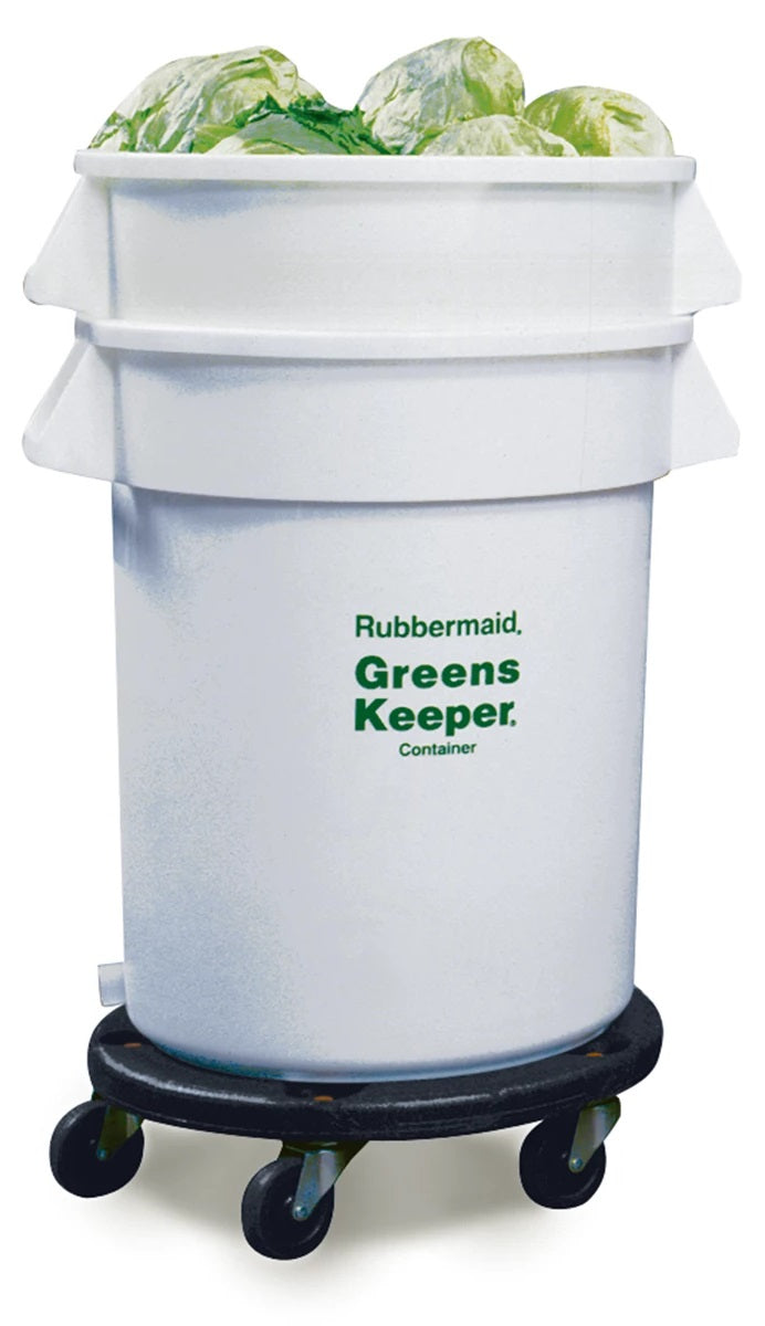 Rubbermaid FG263600WHT BRUTE Greenskeeper Vegetable Crisper Container with Lid and Dolly 32 Gal. - White