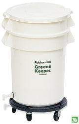 Rubbermaid FG263600WHT BRUTE Greenskeeper Vegetable Crisper Container with Lid and Dolly 32 Gal. - White