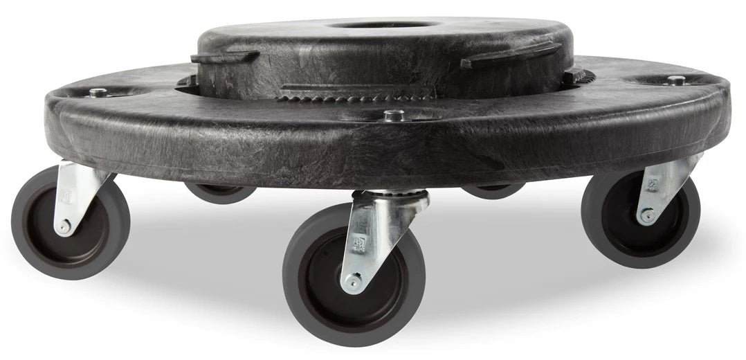 Rubbermaid FG264043BLA BRUTE Round Plastic Quiet Utility / Trash Can Dolly 18-1/4"Dia - Black - for FG262000, FG263200, FG264300, FG265500 Containers 20-55 Gallon