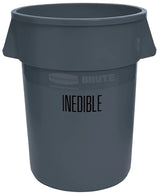 Rubbermaid FG264356GRAY BRUTE "Inedible" Round Food Processing Container 44 Gal. - Gray