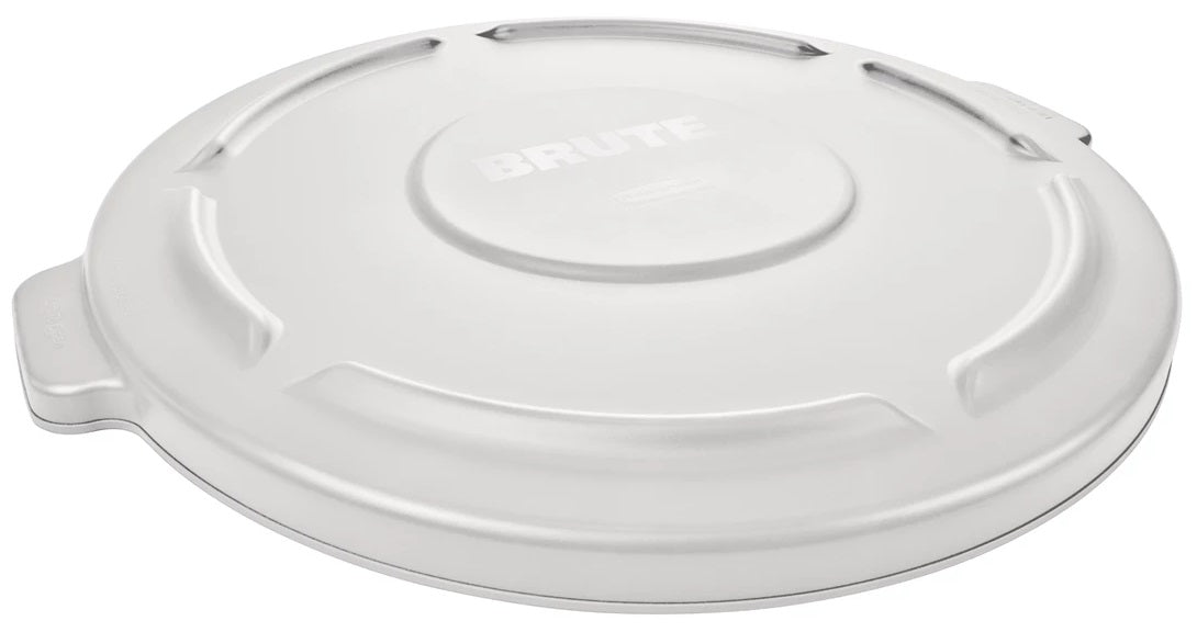 Rubbermaid FG265400WHT BRUTE Self-Draining Round Flat Lid for use with 55-Gallon Container - White