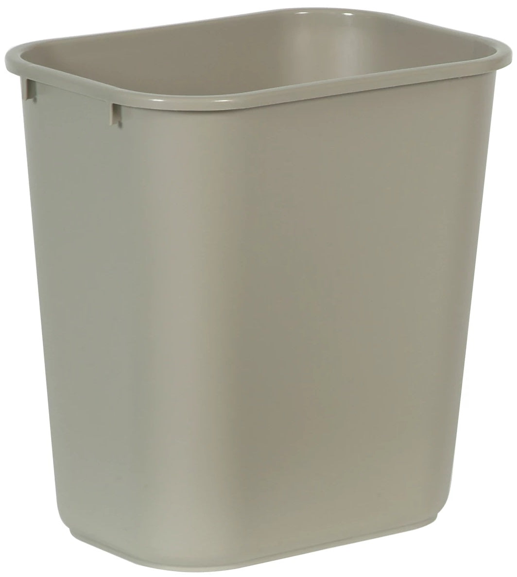 Rubbermaid FG295600BEIG Medium Rectangular Wastebasket / Trash Can 28 Qt. - Beige