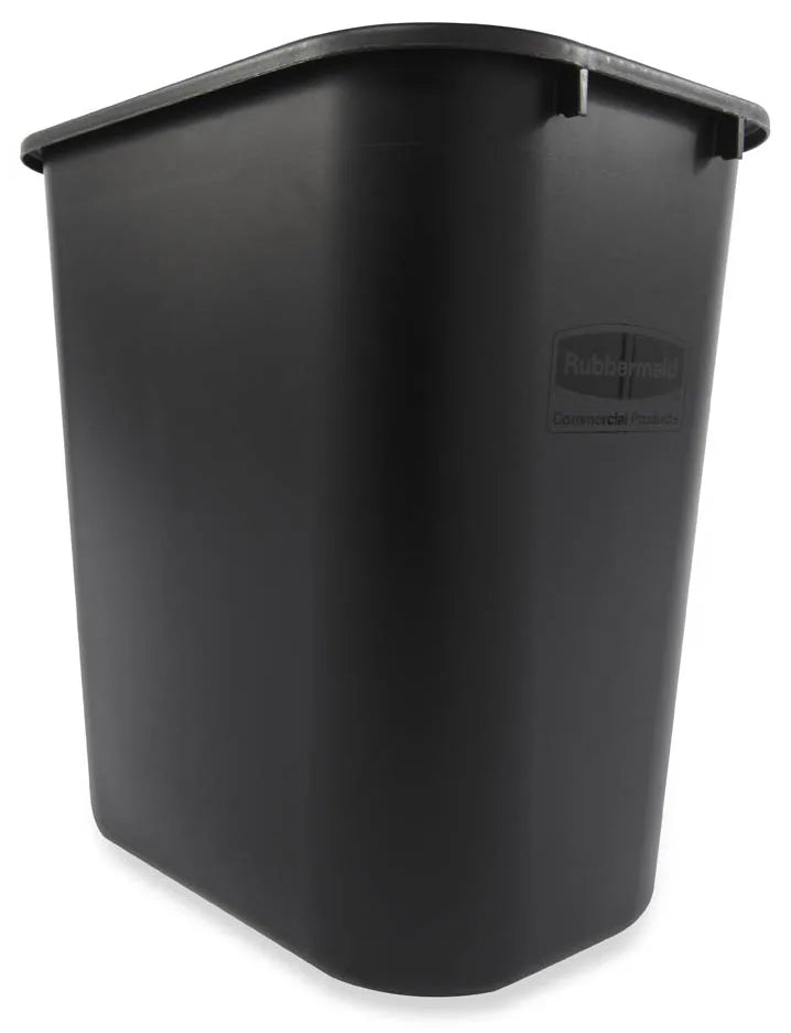 Rubbermaid FG295600BLA Medium Rectangular Wastebasket / Trash Can 28-1/8 Qt. - Black