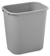Rubbermaid FG295600GRAY Medium Rectangular Wastebasket / Trash Can 28-1/8 Qt. - Gray
