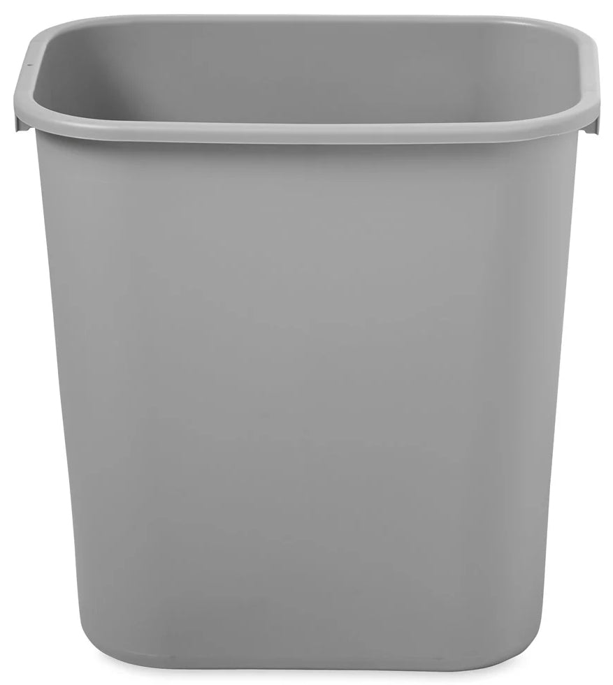 Rubbermaid FG295600GRAY Medium Rectangular Wastebasket / Trash Can 28-1/8 Qt. - Gray