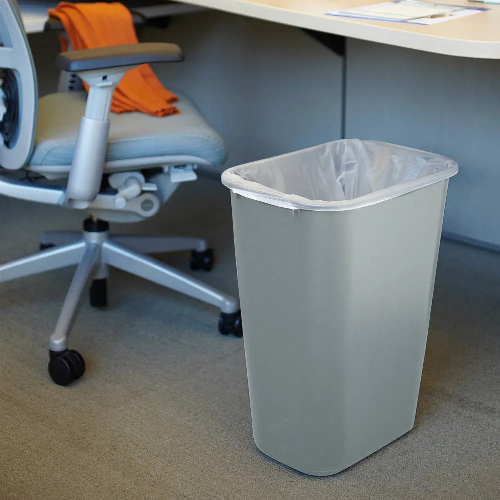Rubbermaid FG295700GRAY Large Rectangular Wastebasket / Trash Can 41-1/4 Qt. - Gray