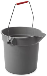 Rubbermaid FG296300GRAY BRUTE Plastic Round Bucket with Molded-In Graduations 10-1/2" dia. x 10-1/4"H - 10 Qt. - Gray