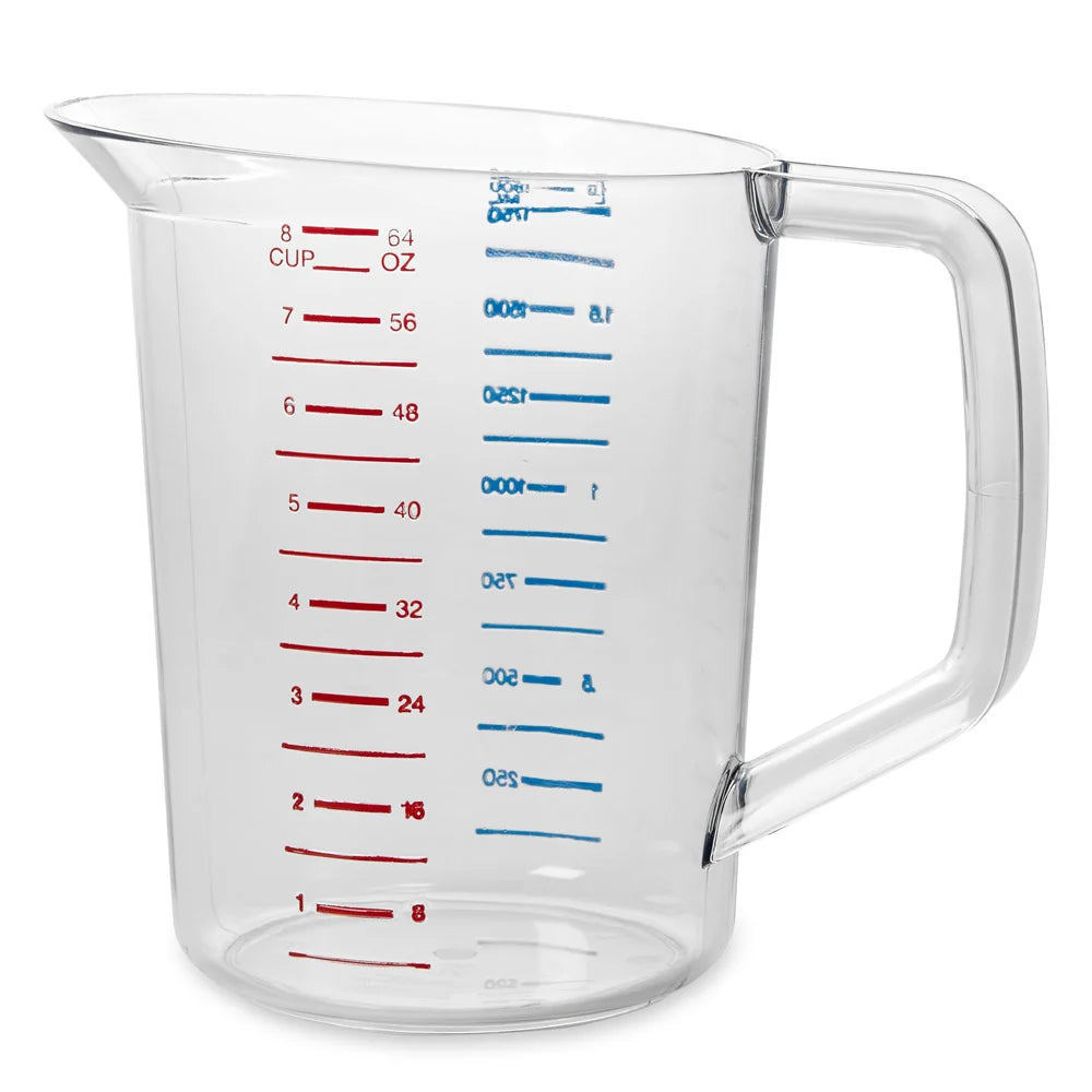 Rubbermaid FG321700CLR Bouncer Polycarbonate Plastic Measuring Cup - 2 Qt. - Clear